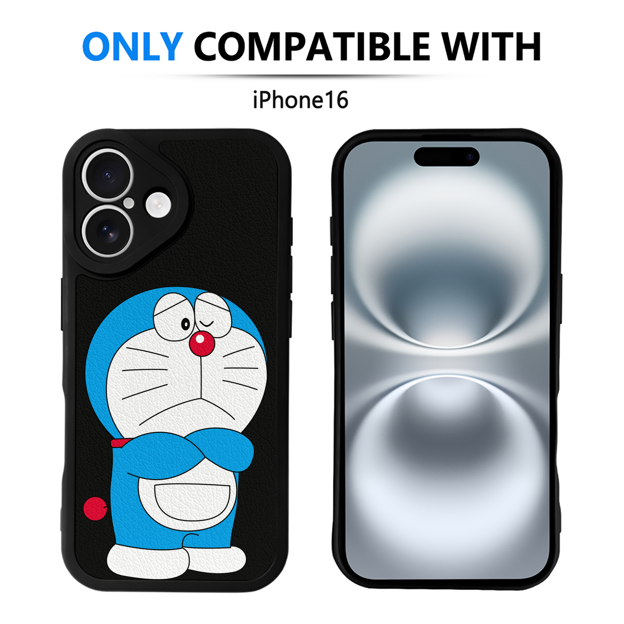 （画像用） ドラえもん Doraemon 【iPhone 16シリーズ対応】シリコンスマホケース（レザー調） 材質：シリコン